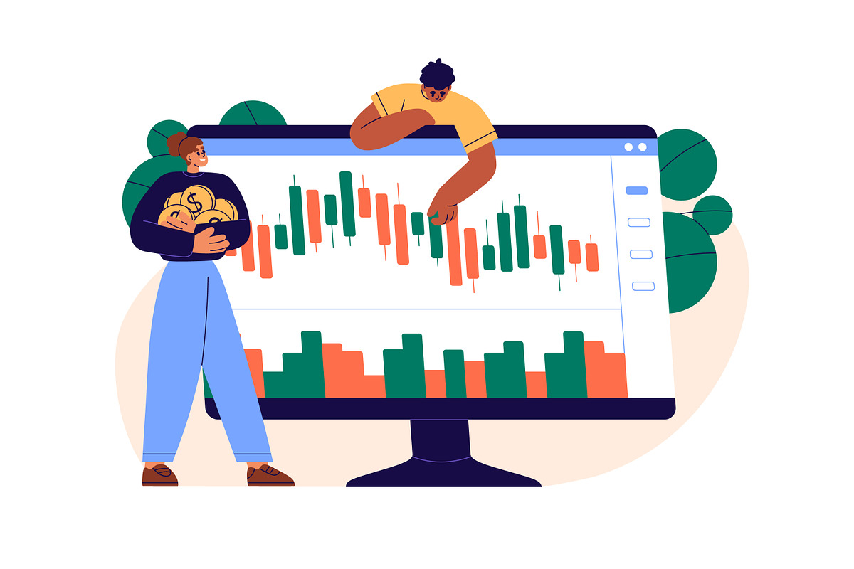 Investors with stock market charts, a Work Illustration by Good Studio (Photo 2 of 5)
