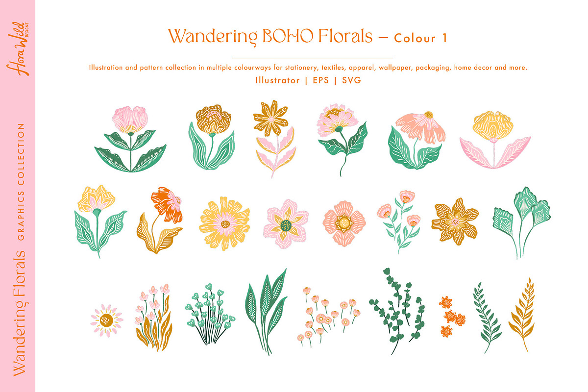 Wandering Boho Florals clipart, an Illustration by Flora Wild Designs (Photo 8 of 13)