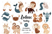 Zodiac baby clipart, an Animal Illustration by JulzaArt (Thumbnail 1 of 6)