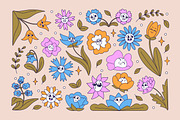 Cute groovy flowers set, backgrounds, a Decorative Illustration by PaperTrident (Thumbnail 1 of 8)