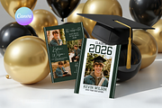 Dark Green Graduation Party Invite, a Templates & Theme by VeliusCreativeStudio (Thumbnail 1 of 3)