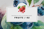 Fruit watercolor illustrations / 02, a Food Illustration by Graxaim Mock-up (Thumbnail 1 of 8)
