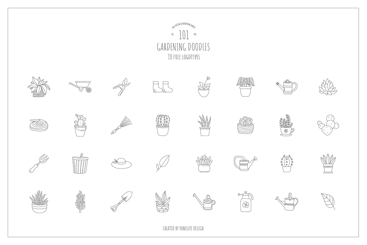 101 Vector Gardening Doodles, a Branding & Logo Template by pawellpi (Photo 6 of 22)