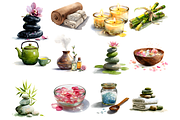 Watercolor Spa Clipart, a Decorative Illustration by stickermadness (Thumbnail 2 of 4)