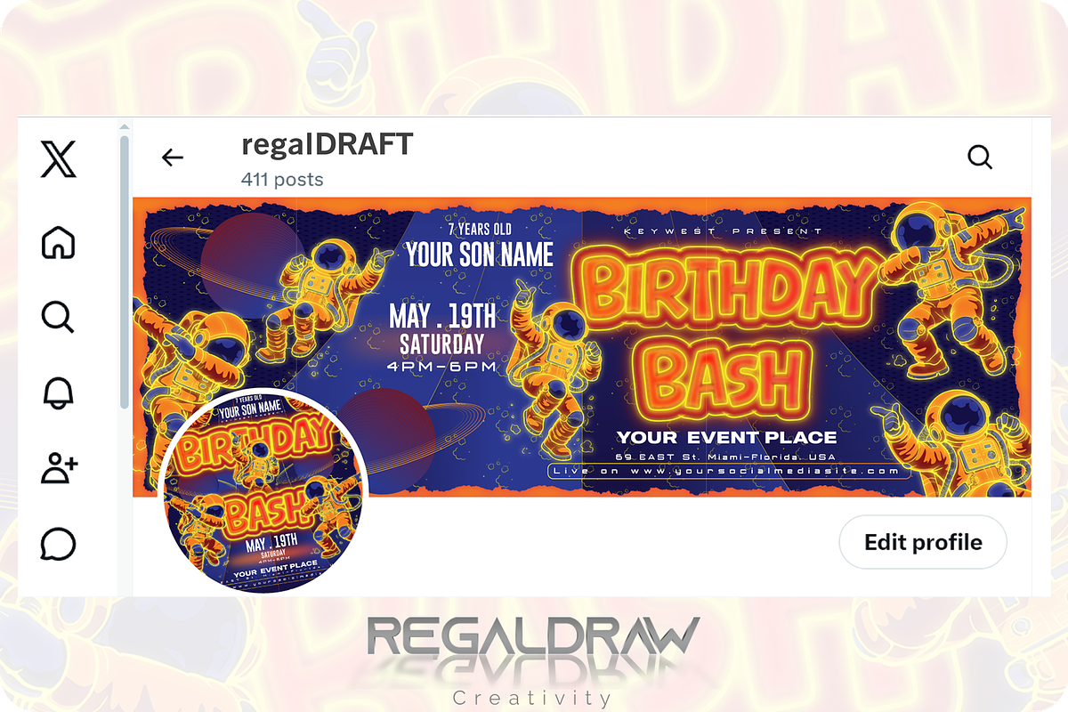 Birthday Bash Social media Template, a Social Media Template by regalDRAW (Photo 2 of 4)
