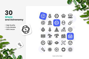 Space And Astronomy Outline Icons