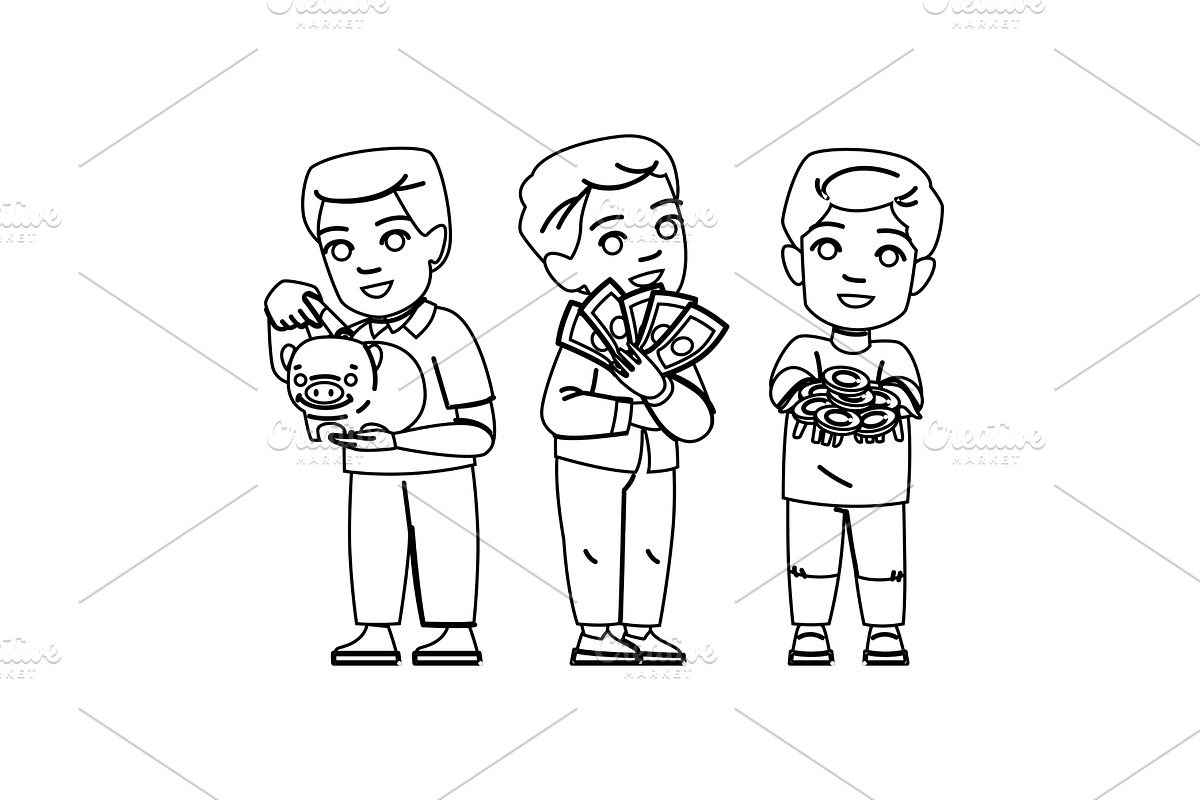 save kid money boy vector, a Person Illustration by pikepicture