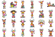 Whimsical Christmas Reindeer Clipart, an Illustration by Sublimation Artist (Thumbnail 2 of 6)
