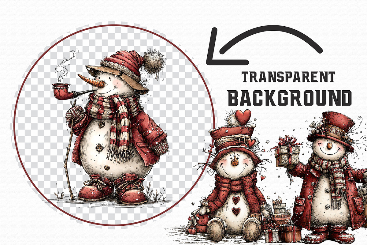 Festive Snowman Winter Clipart, an Illustration by Libby Wishes (Photo 7 of 8)