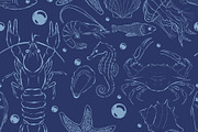 Sea creatures Seamless Patterns Set, an Animal Illustration by Eve of Art (Thumbnail 4 of 5)