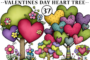 Whimsical Valentines Day Heart Tree, an Illustration by CreationArt