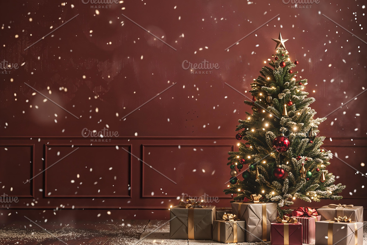 Falling Snow Christmas Tree Backdrop, a Background Photo by Winwin Design Art (Photo 2 of 2)