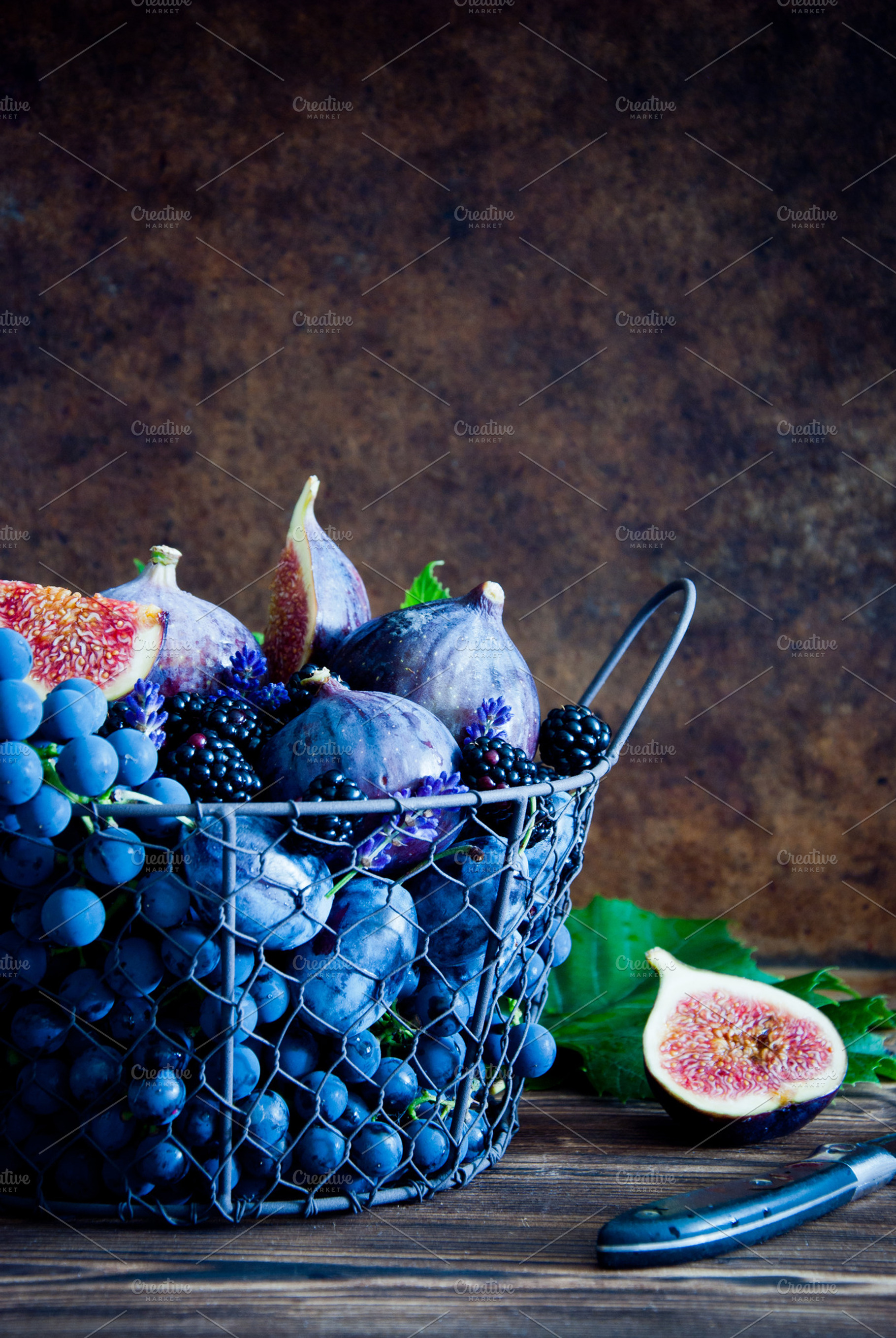 Fresh organic figs grapes prunes stock photo containing agriculture and autumn, a Food & Drink Photo by letterberry
