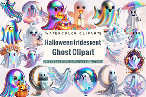 Halloween Iridescent Ghost Clipart B, an Illustration by SVGArt
