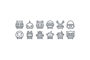 Robots: 12 icons & seamless pattern, an Outline Icon by chewkotski (Thumbnail 2 of 5)