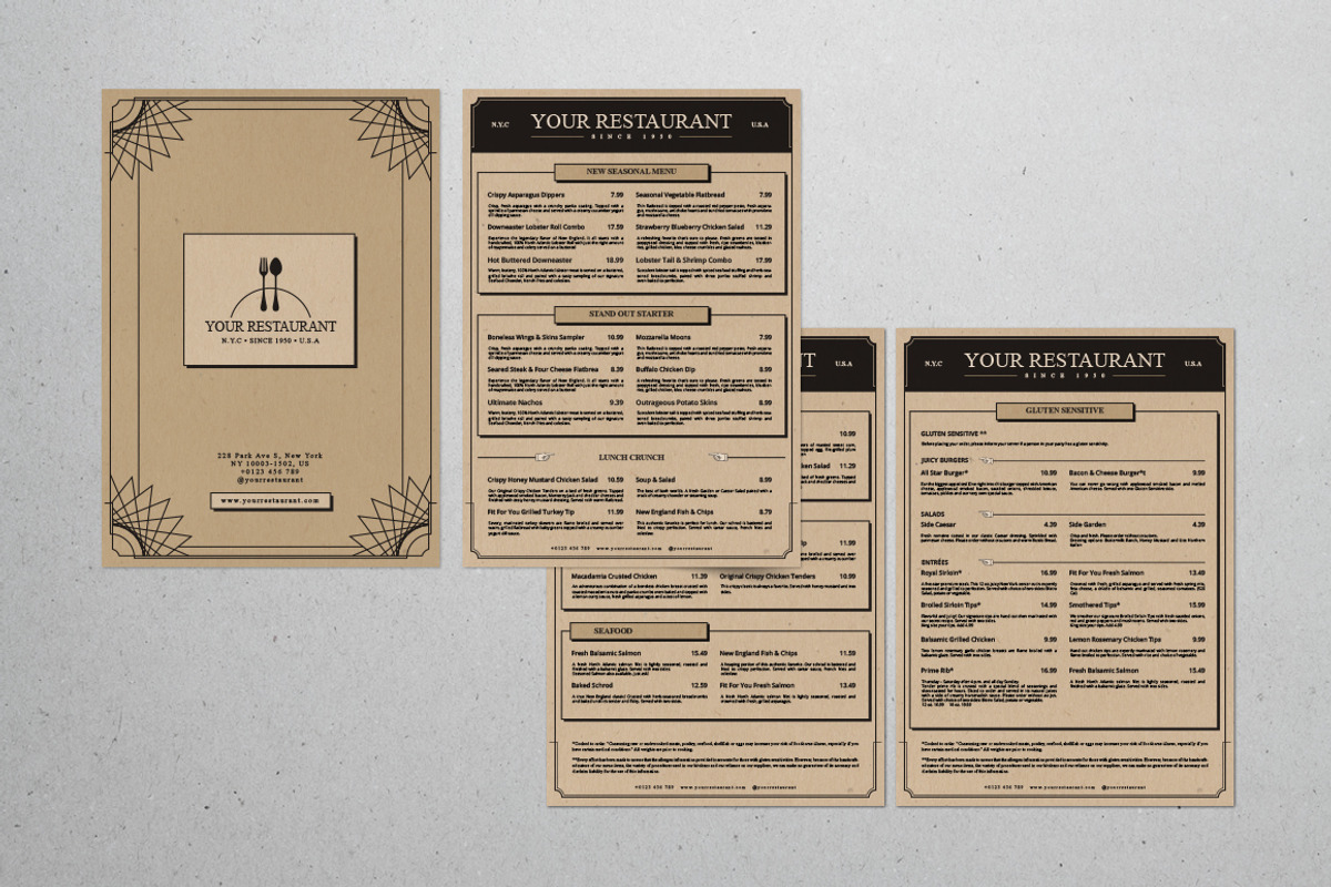 Classic Artdeco Restaurant Menu, a Stationery Template by Juru Rancang Graphic (Photo 2 of 3)