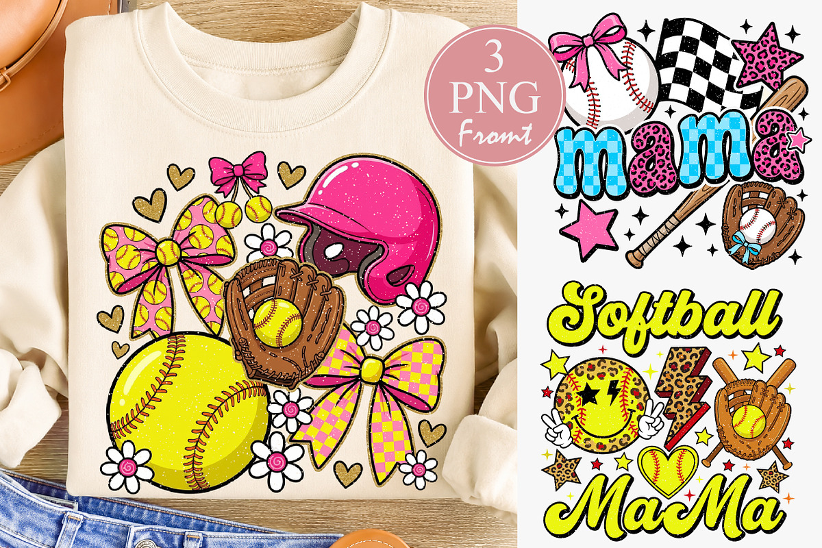 Softball Mama PNG Retro Softball Mom, a Seasonal Illustration by Rose Art (Photo 1 of 3)