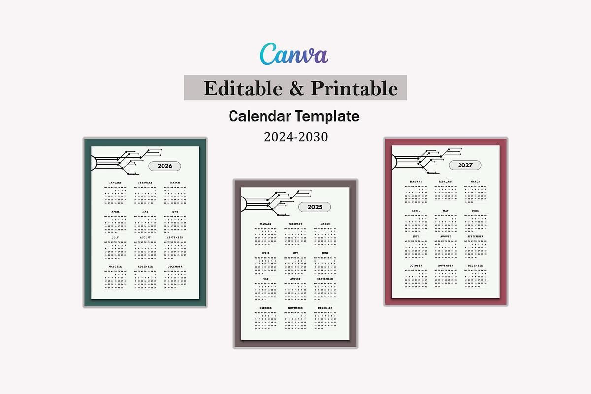 Calendar Template 2024-2030, a Stationery Template by Design Zone (Photo 1 of 5)