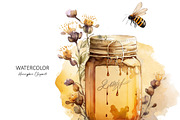 Honey Bee Watercolor Clipart, an Object Graphic by Colibri Watercolor (Thumbnail 7 of 7)