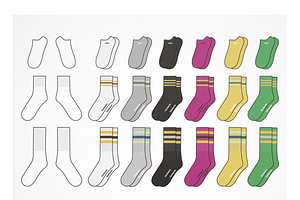Socks Fashion Flats Vector, a Merchandise Mockup by HYDNSTUDIO