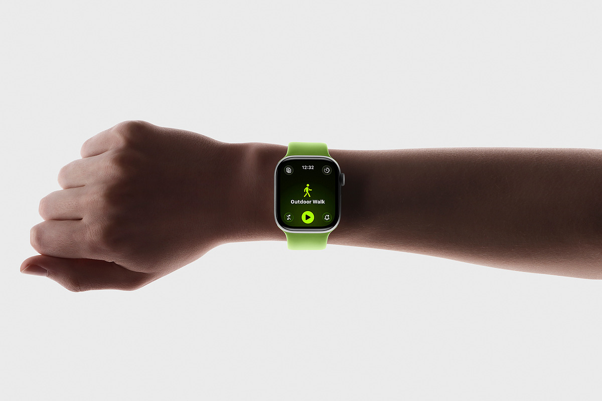 Watch Series 11 in Hand Mockup, a Wearable Device Mockup by Asylab (Photo 2 of 4)