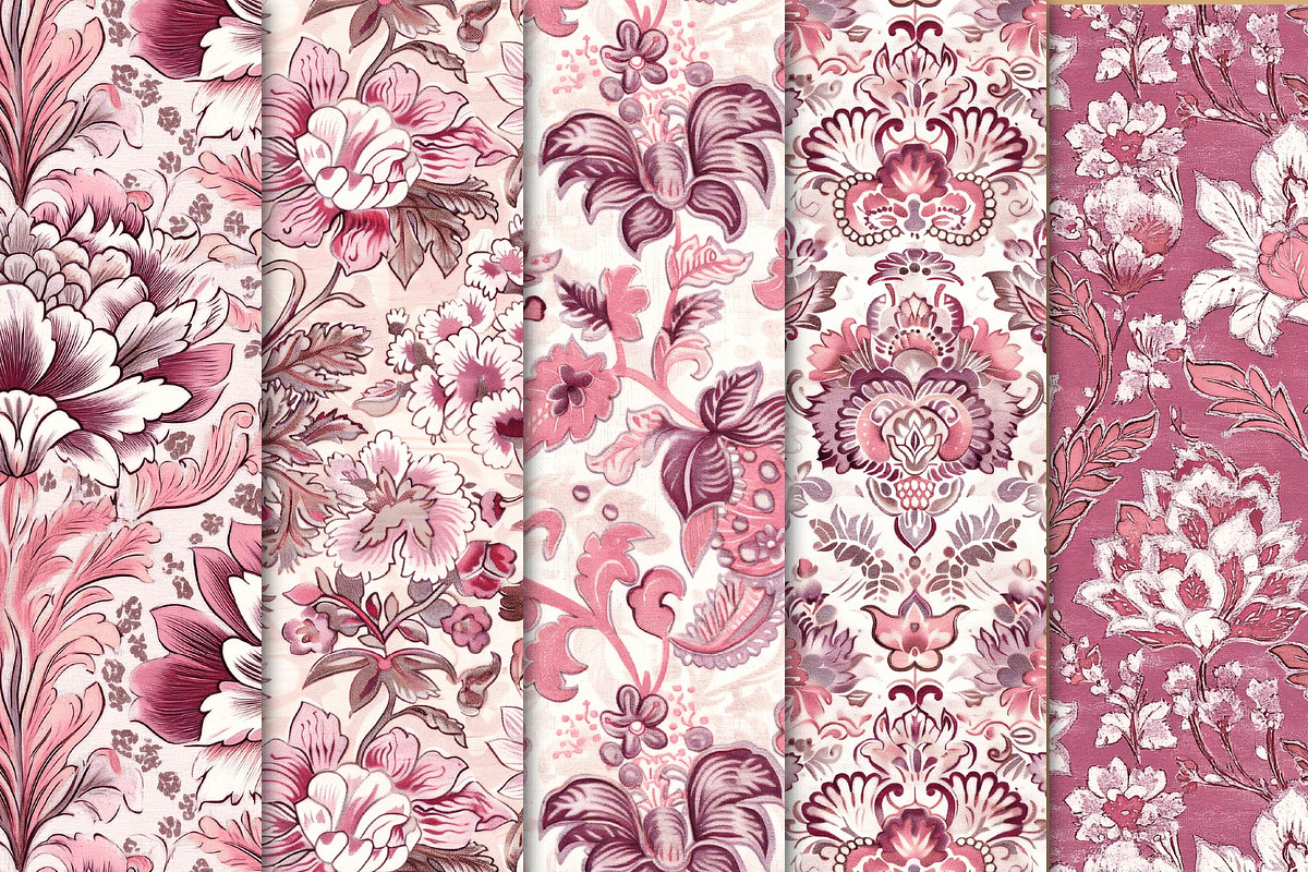 Burgundy Floral Seamless Patterns, a Pattern Graphic by Maishop (Photo 8 of 8)