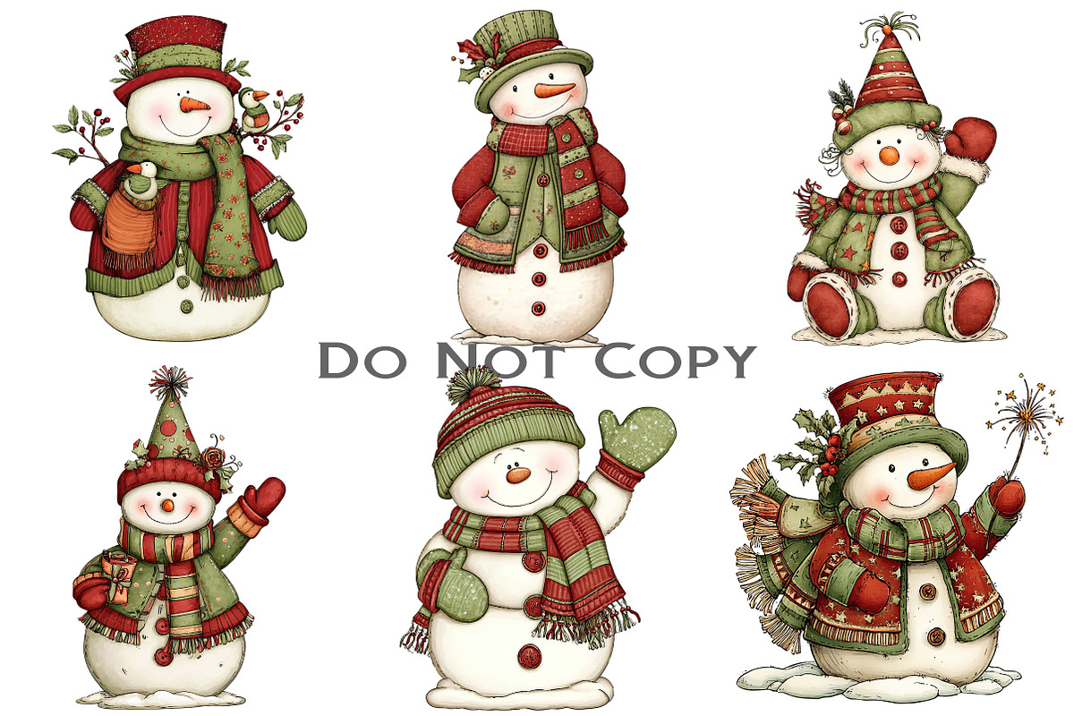 New Year Snowman Clipart Bundle, an Illustration by Craft Nest (Photo 5 of 8)