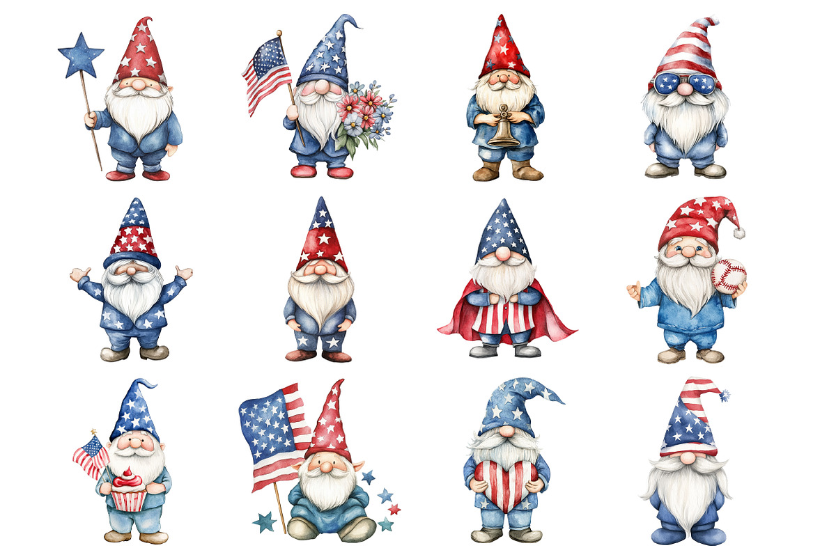 4th of July Gnome Clipart, a Seasonal Illustration by Design Market (Photo 5 of 5)