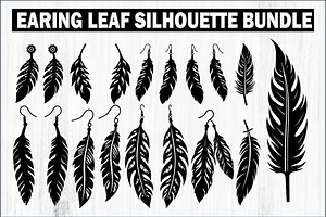 Leaf Earring Silhouette Bundle, a Graphic by abu67222