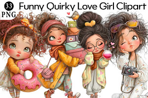 Quirky Love Girl Clipart, an Illustration by Daily.Designs