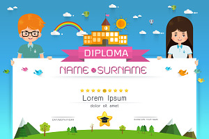Certificate kids diploma, a Card Template by essense
