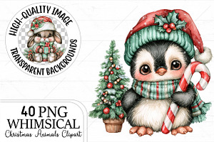 Christmas Animals Clipart Bundle, a Seasonal Illustration by Canvas Craft