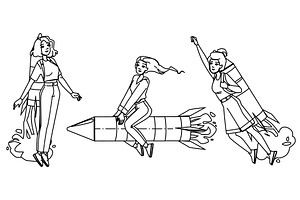 start rocket woman vector, a Person Illustration by pikepicture
