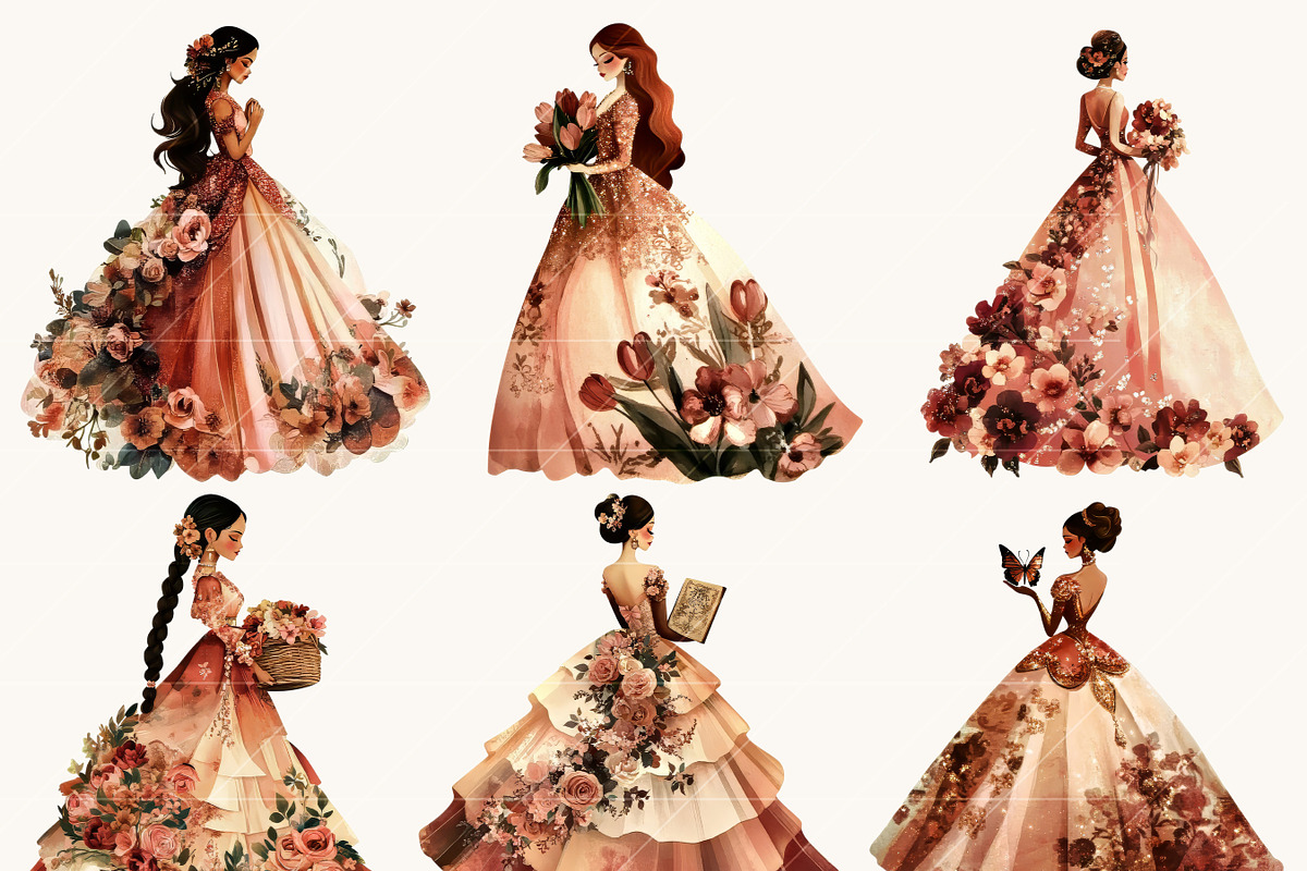 Rose Gold Brides Clipart Bundle, a Person Illustration by Design Scotch (Photo 2 of 9)