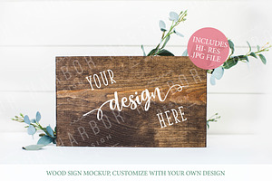 Wood Sign Mockup - Wedding Botanical