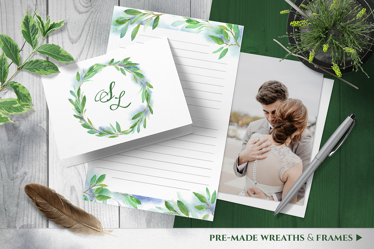 Green leaves. Graphic Set., a Decorative Illustration by LeiaSW (Photo 2 of 9)