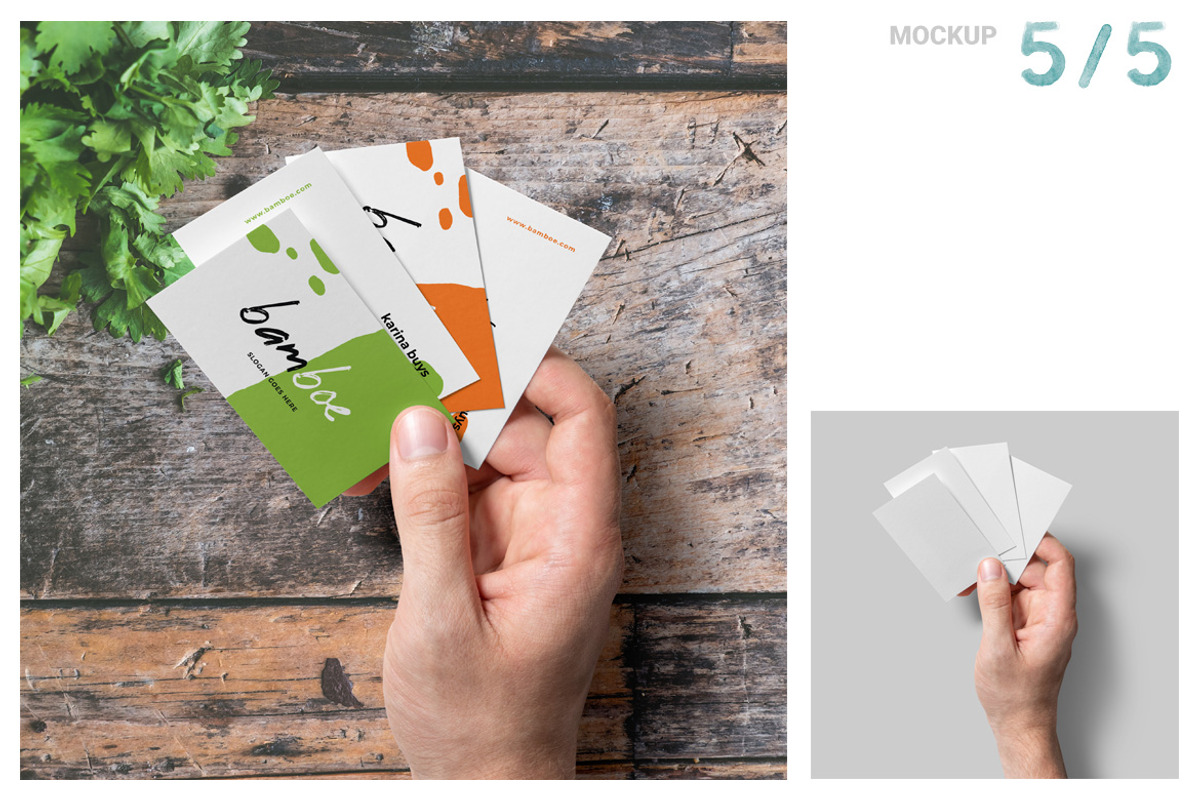 5 Handheld Business Card Mockups, a Print Template by h3design (Photo 7 of 7)