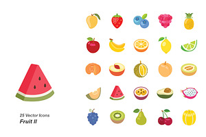 Fruit II color vector icons