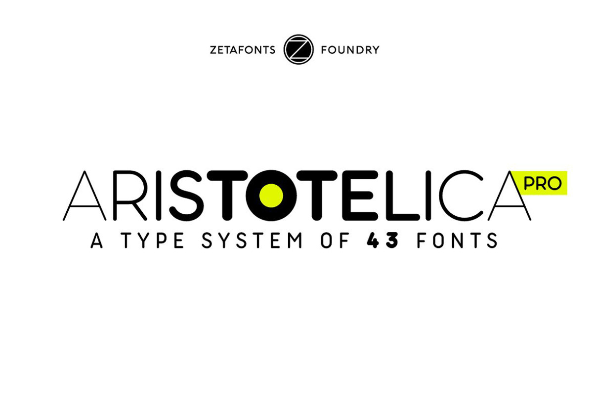 Aristotelica Pro - 43 fonts, a Sans Serif Font by Zetafonts (Photo 1 of 13)