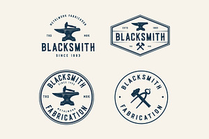 Vintage Blacksmith Emblem Logo Set