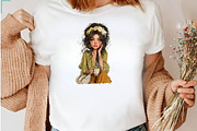 Boho Whimsical Coffee Girl Clipar, a Seasonal Illustration by CreationArt (Thumbnail 6 of 7)