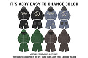 Distressed Zip Hoodie Set Mockup PSD, a Hoody Mockup by std.badboy (Thumbnail 2 of 4)