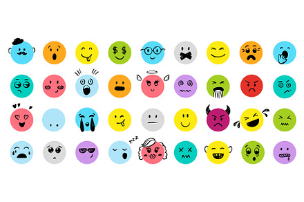 Emotional comic faces. Cartoon, an Object Illustration by Valerie Bodnar