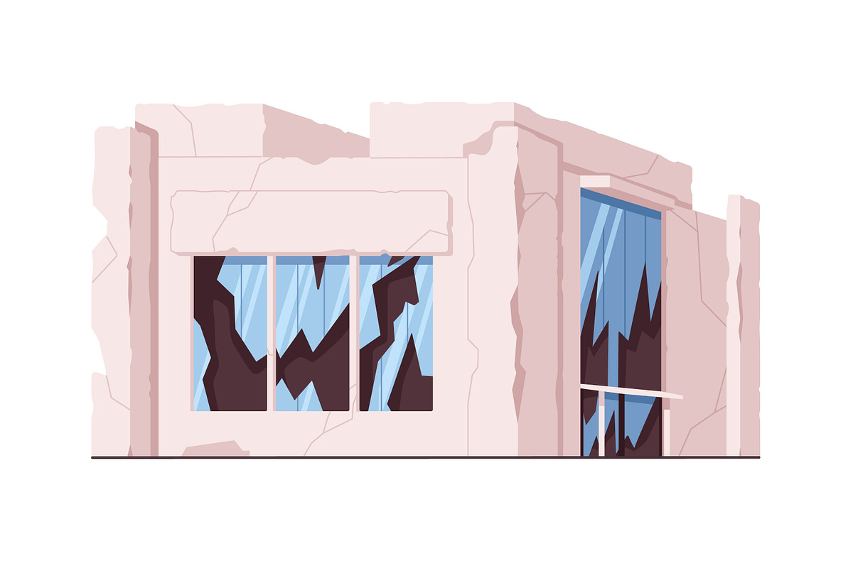 Broken ruined house buildings set, an Object Illustration by Good Studio (Photo 8 of 14)