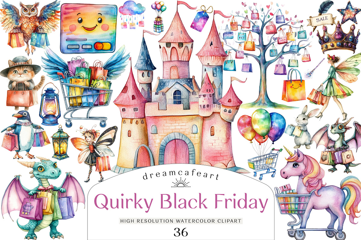 Quirky Black Friday Clipart, an Illustration by DreamCafeArt (Photo 1 of 4)