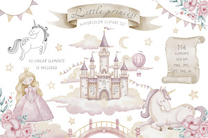 Princess and Unicorns watercolor