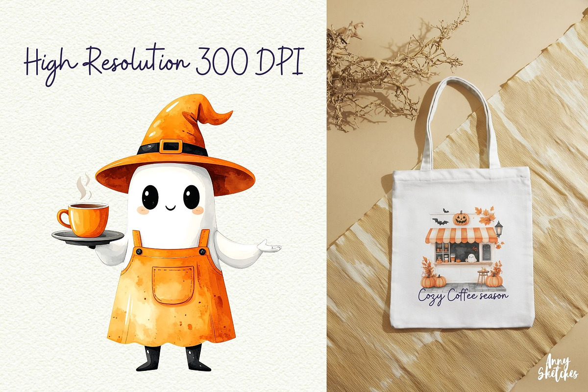 Cute Ghost Cafe, a Seasonal Illustration by Anna Design Studio (Photo 6 of 13)