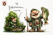 Fisherman Watercolor Clipart, a Person Illustration by Nicolle's Colorful Art (Thumbnail 1 of 5)