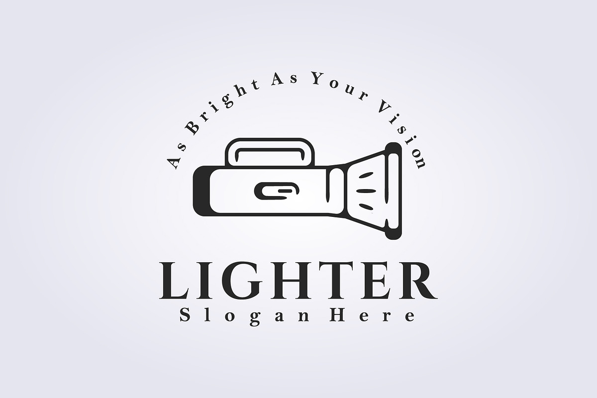 line art flashlight logo template, a Branding & Logo Template by Lodzrov