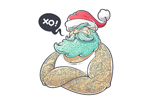 Hipster Santa Vector Art